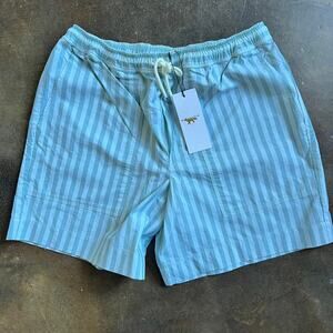 Maison Kitsune Mens Blue Striped Shorts Size L MSRP $419